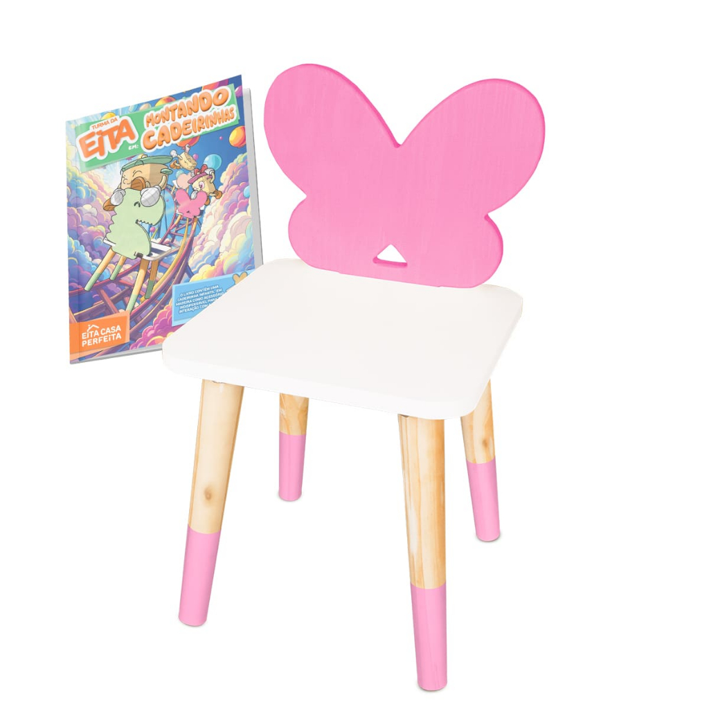 Kit Educativo Cadeira Infantil de Madeira Borboletinha em Oferta na Shopee