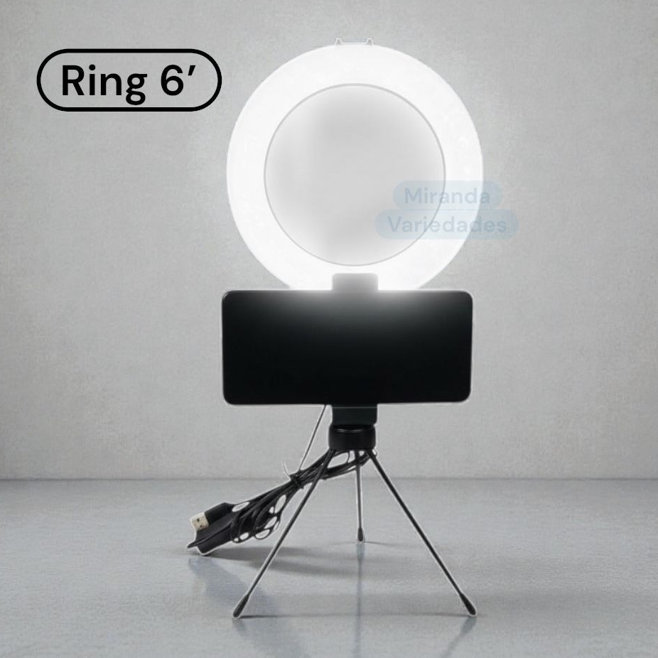 Ring Light 6 Polegadas Portátil Iluminação LED Para Maquiagem Vídeos Lives Fácil Montagem Premium