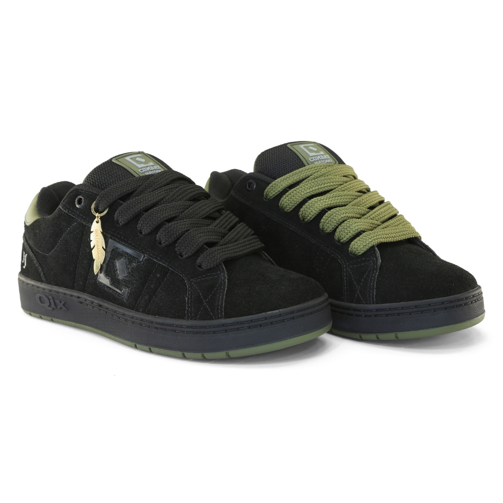 Imagem Tênis Qix Combat Massaki Original Preto e Verde Camurça