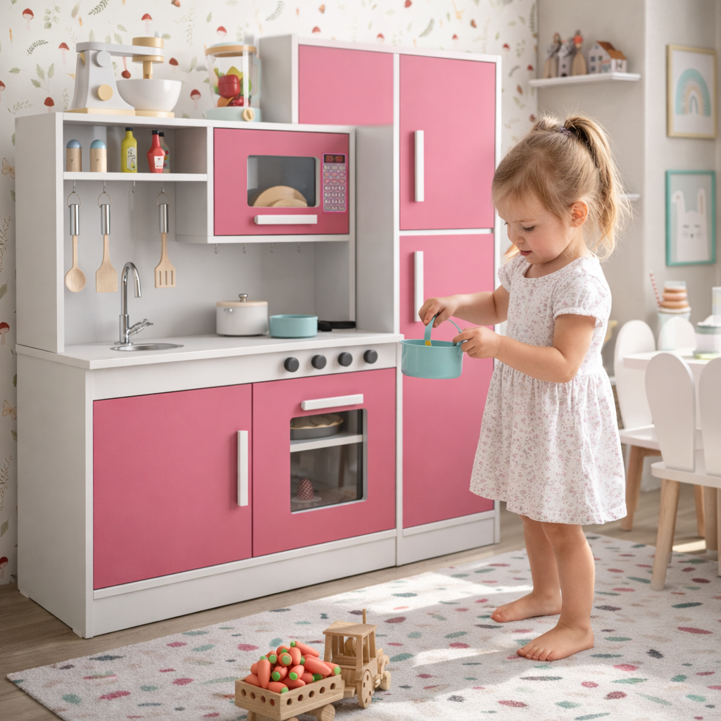 Kit Cozinha Infantil Binquedo Criança com Fogão Pia Microondas Educativo Oferta Cores