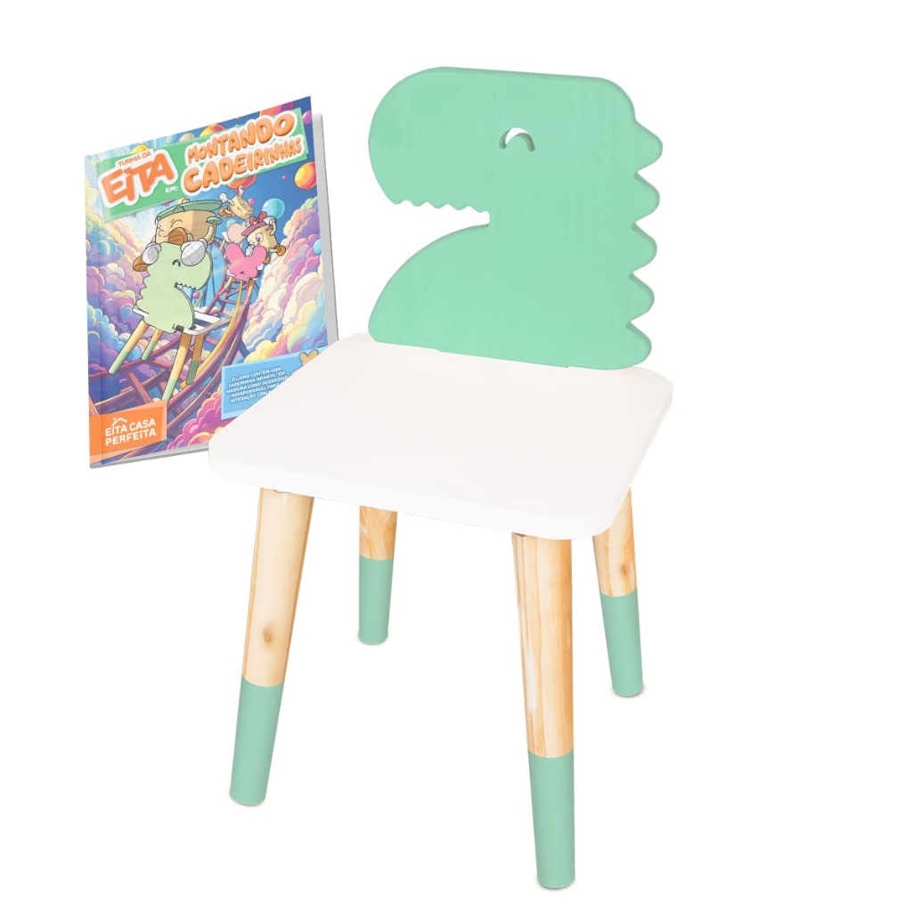 Kit Educativo Cadeira Infantil de Madeira  Dinossauro em Oferta na Shopee