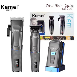 Kit Máquina de Corte Barba Acabamento 3 em 1 Especial Kemei KM 2375  Bivolt 5W de potência Portátil em Oferta na Shopee