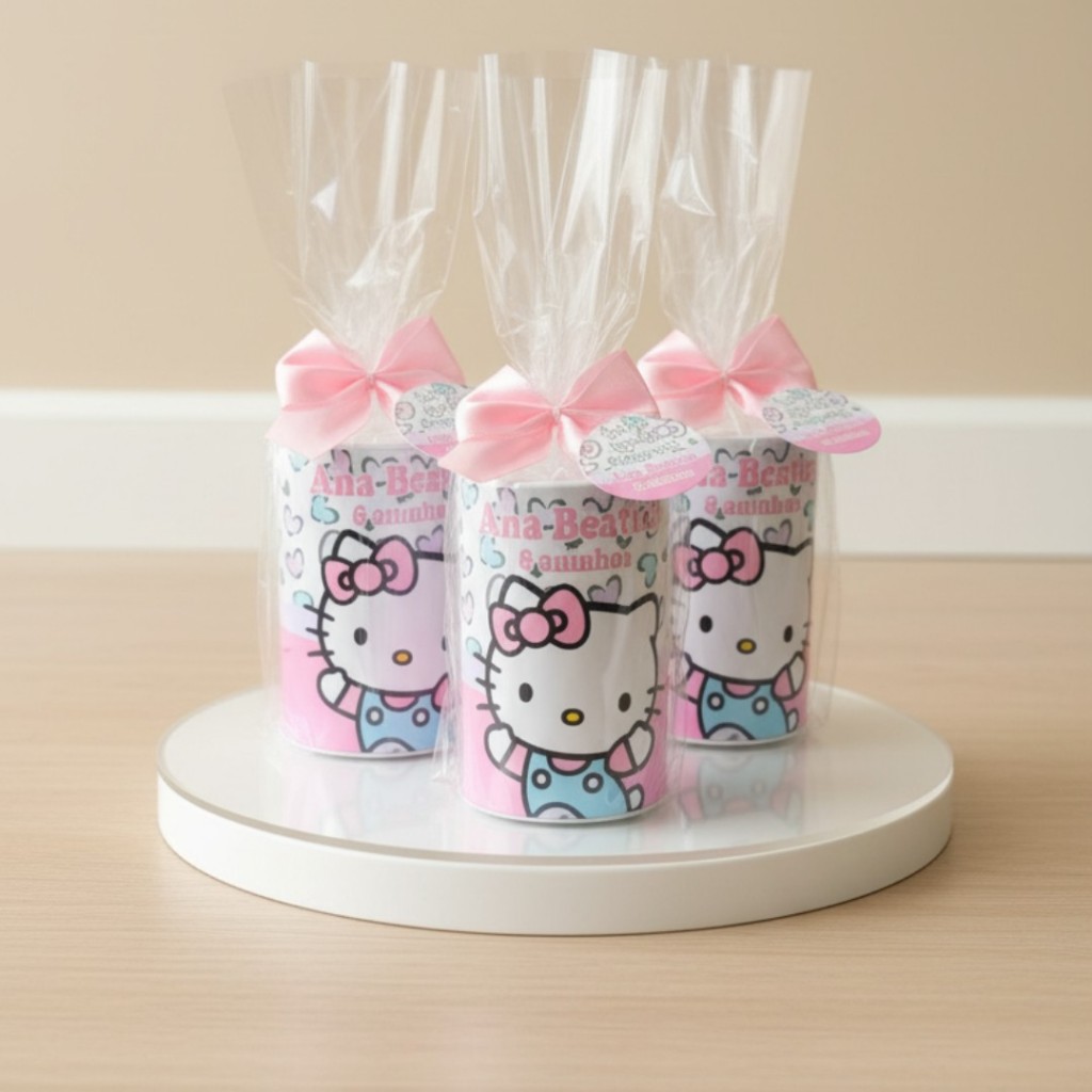 Cofrinho Personalizado Hello Kitty | Lembrancinha Festa Infantil | Kit Completo