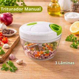 Processador Manual De Alimentos Triturador Picador Temperos Grande 3 Lâminas em Oferta na Shopee