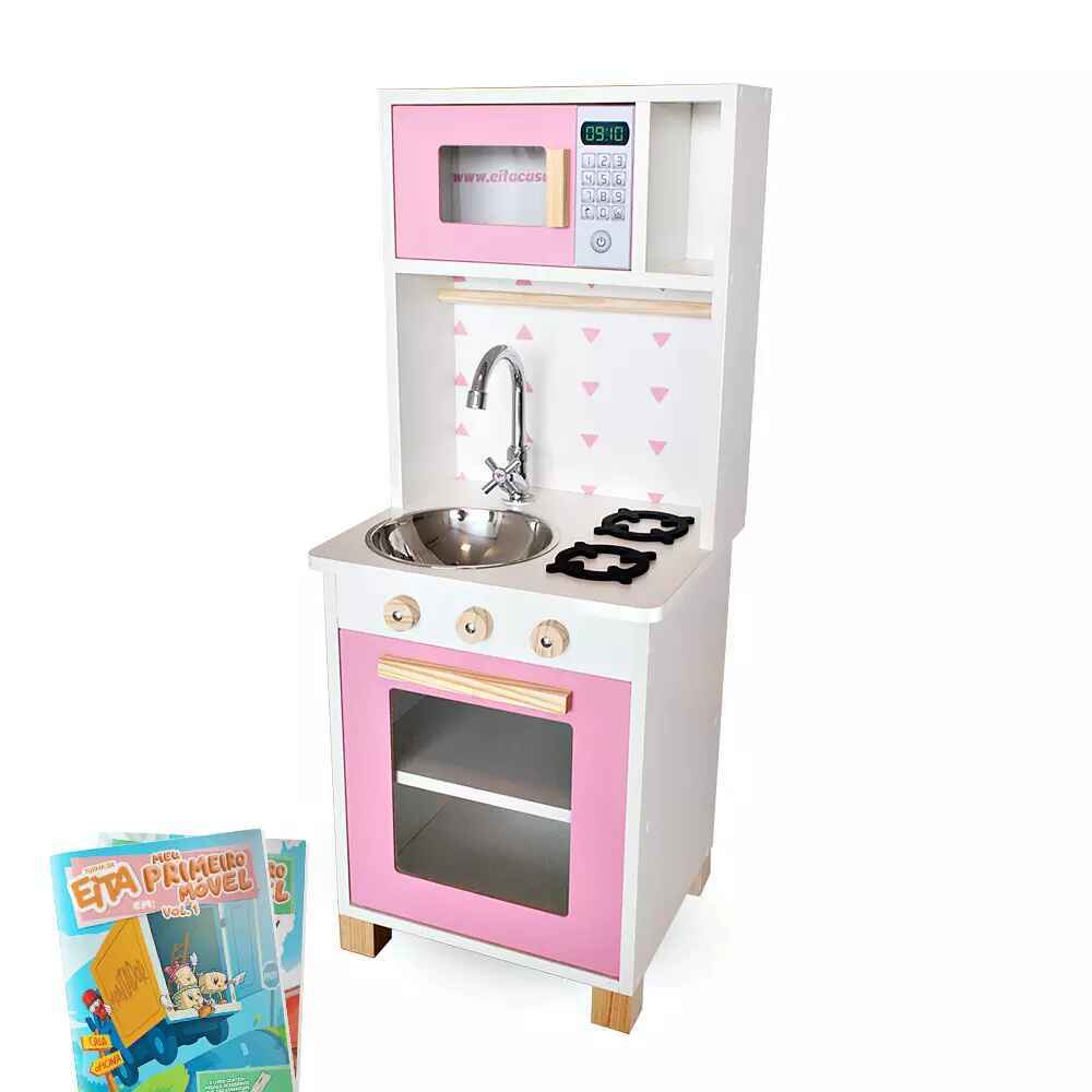Kit Educativo Mini Cozinha Infantil com Pia Fogão e Microondas em Oferta na Shopee
