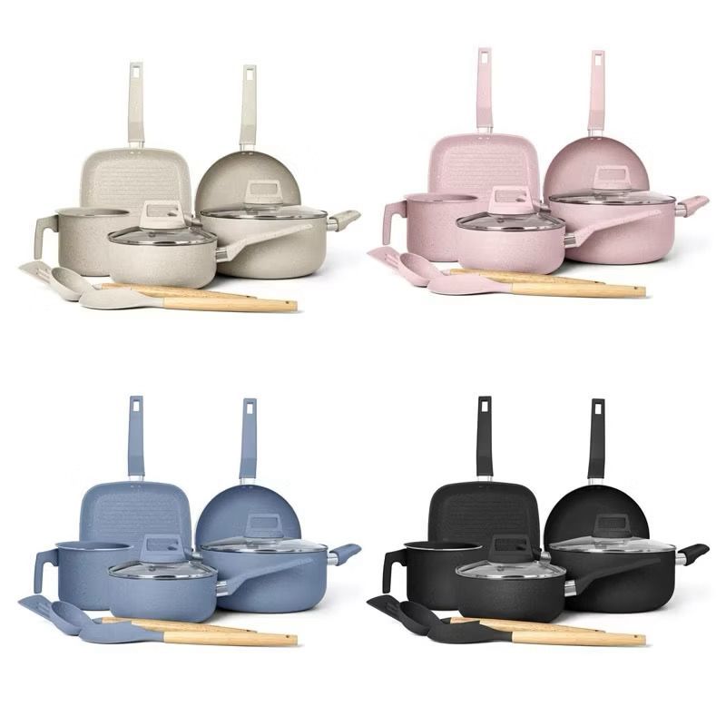 Kit Jogo De Panelas Induçao Antiaderente Cerâmica 10 Peças em Oferta na Shopee