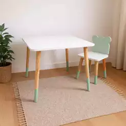 Mesa e Cadeira Infantil Urso Madeira Montessori Kit Livro Educativo