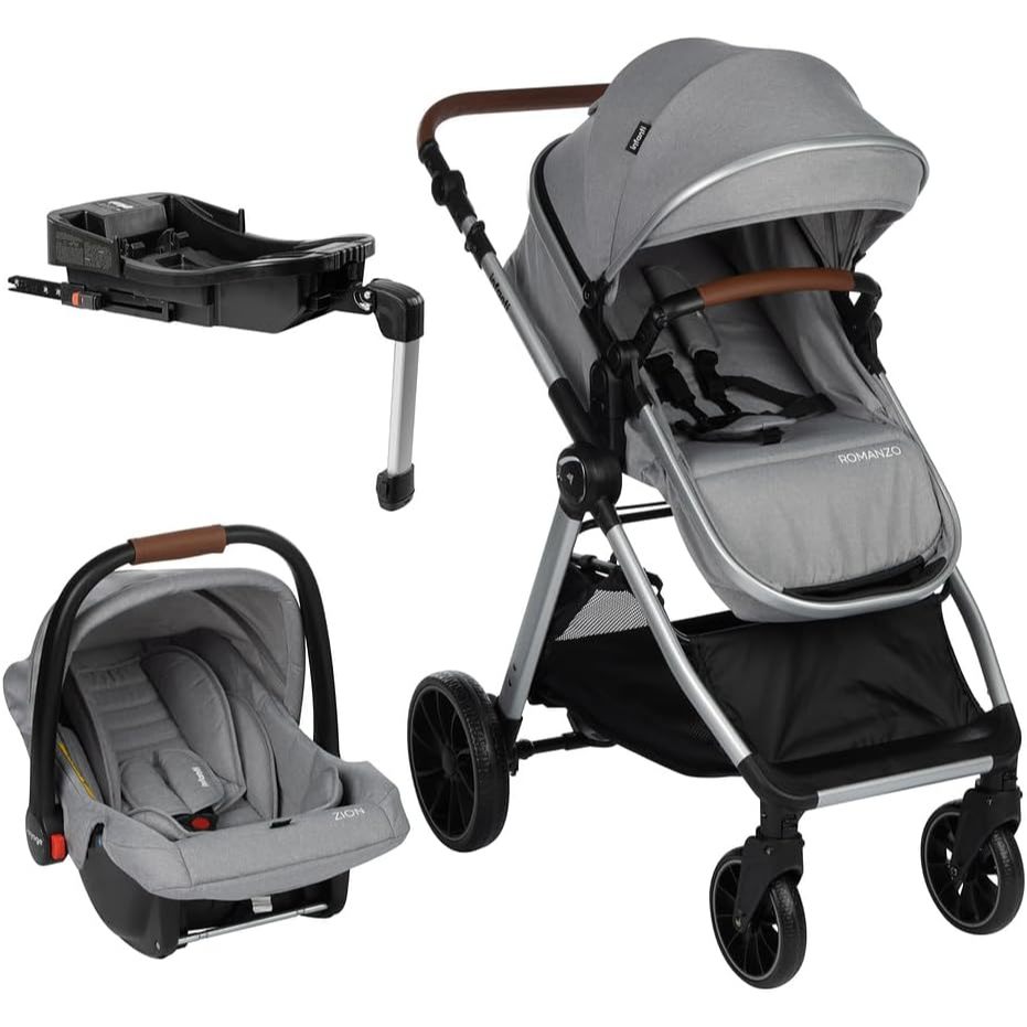 Travel System Romanzo Trio Isofix - Infanti Cor Cinza Granizo Chassi Prata