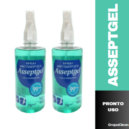 KIT 2 SPRAY ANTISSEPTICO, CLOREXIDINA ASSEPTGEL 500ML em Oferta na Shopee