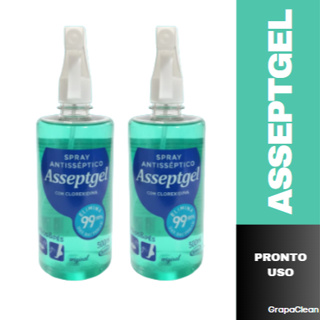 KIT 2 SPRAY ANTISSEPTICO, CLOREXIDINA ASSEPTGEL 500ML em Oferta na Shopee
