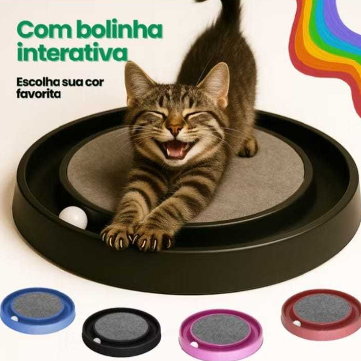 Arranhador para Gatos Redondo com Bolinha Interativo Relax Antiestresse Brinquedos para Gatos