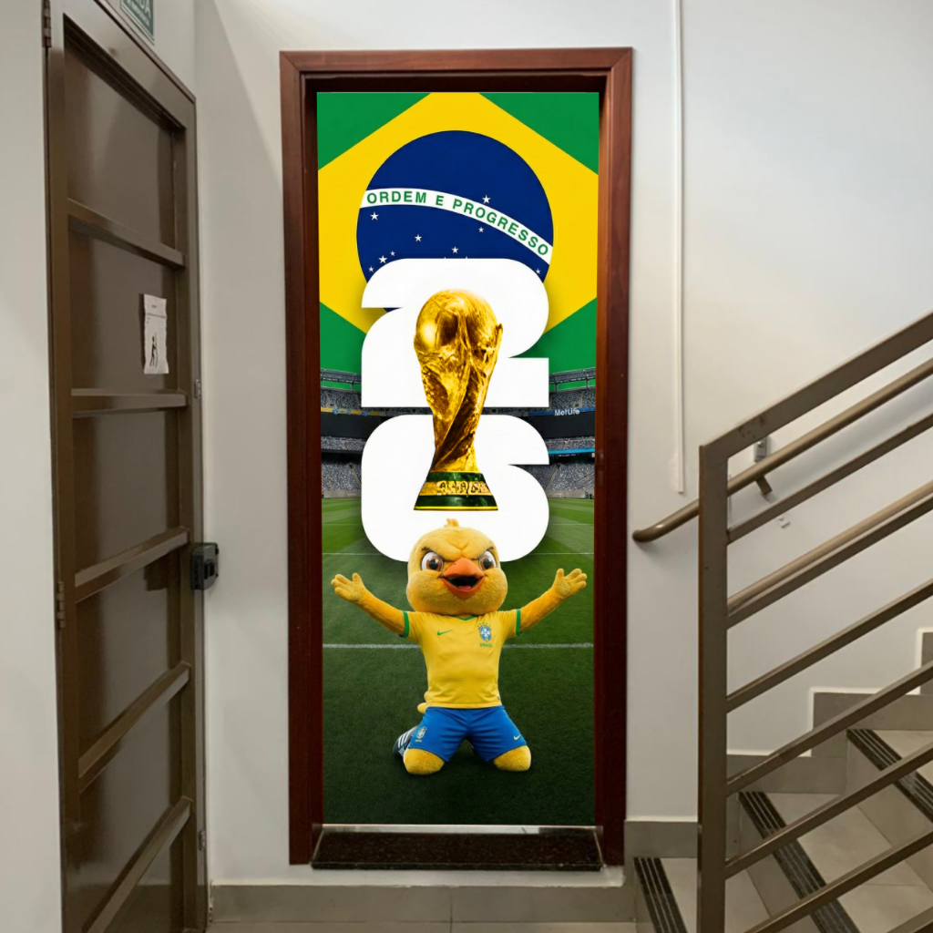 Capa Porta Bandeira Do Brasil 2026 Taça Rumo Hexa 85x210 Estampas Variadas C/ Elástico Não Desbota