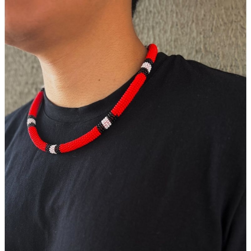 Colar Coral Indígena com Fecho 55 cm