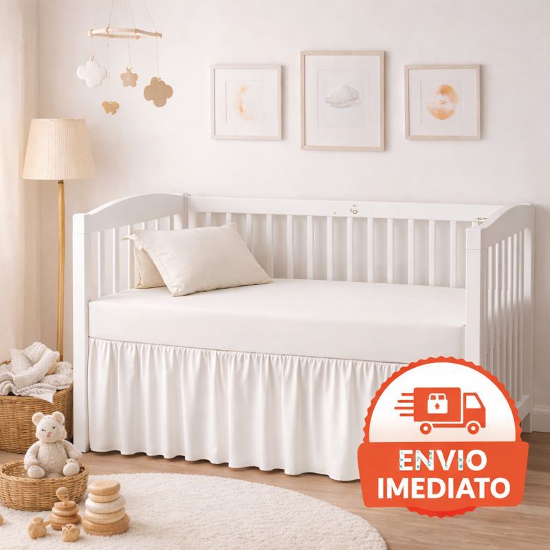 Saia Berço Americano 100% Algodão - Branco e Palha - Lindo Acabamento e Caimento