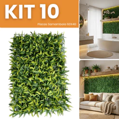 Kit 10 Placas Samambaia Artificial 40x60 Jardim Vertical Muro Inglês Cheia Premium Parede Verde