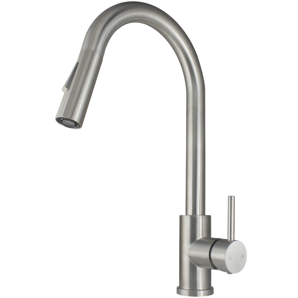 Torneira Gourmet Inox Monocomando Escovado Extensível Mesa