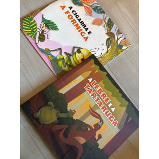 kits de livros infantis A cigarra e a Formiga & A lebre e a tartaruga em Oferta na Shopee