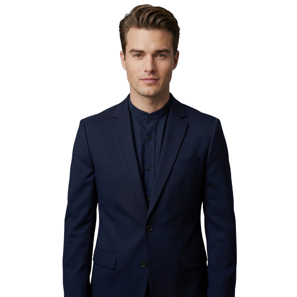Terno Slim Fit Masculino Corte Italiano Tecido Tecnologico Azul Marinho Elastano Luxo