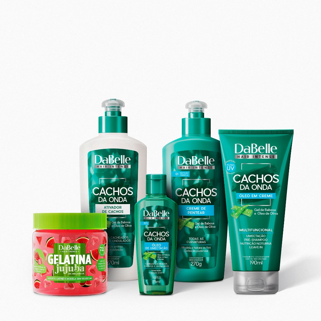 Kit Finalização Cachos da Onda + Gelatina Jujuba Dabelle Hair - 5 Produtos