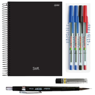 Caderno 10 Matérias 160fls Capa Dura Black + Kit Acessórios Caderno Premium 160fls Capa DuraCaderno 10 Matérias 160fls C