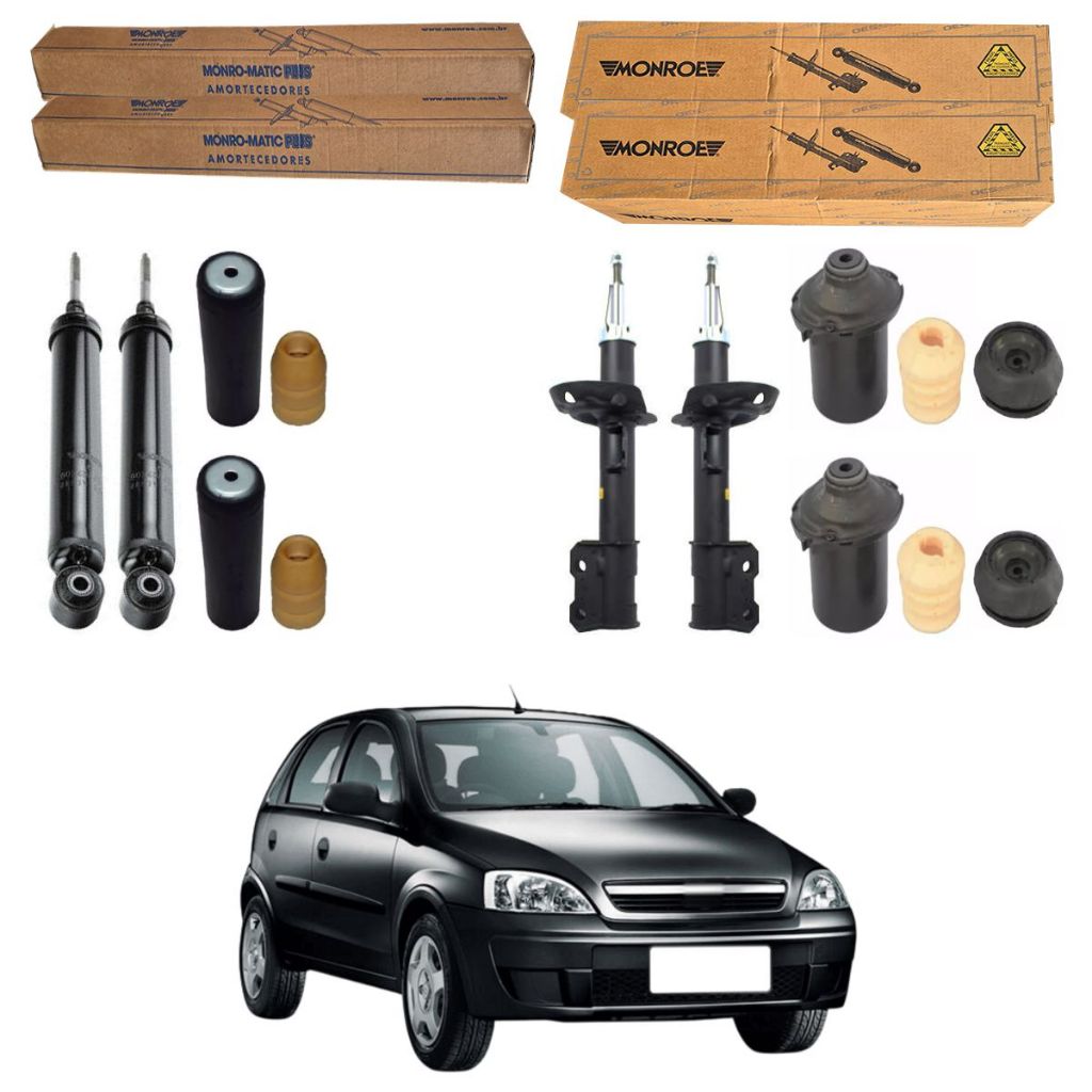 KIT 4 AMORTECEDOR NOVO CORSA 2002 A 2012 MONROE + KITS