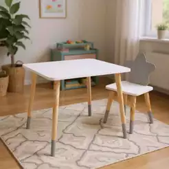 Mesa Infantil Estrela de Madeira com Cadeira Montessori Kit Livro Educativo
