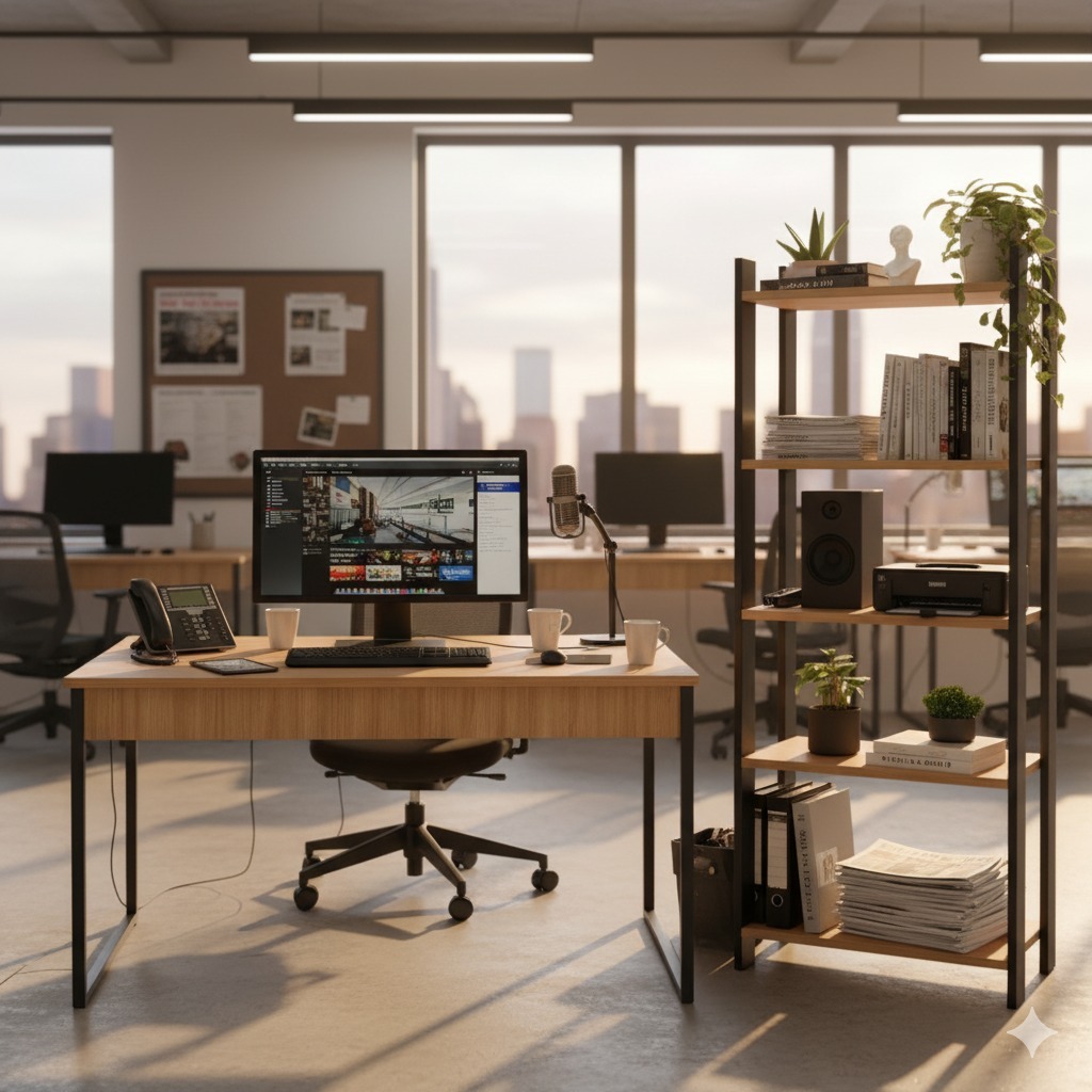 QUEIMA DE ESTOQUE - Conjunto Mesa para Computador + Estante 5 Prateleiras Multiuso Estilo Industrial