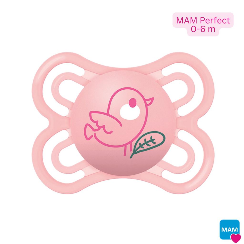Chupeta Bebê Menina MAM 0-6 Meses MAM Perfect Rosa Bico Silicone com Caixinha para Esterilizar e Transportar