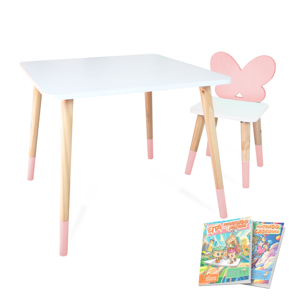 Kit Mesa e Cadeira Infantil Borboletinha em Oferta na Shopee