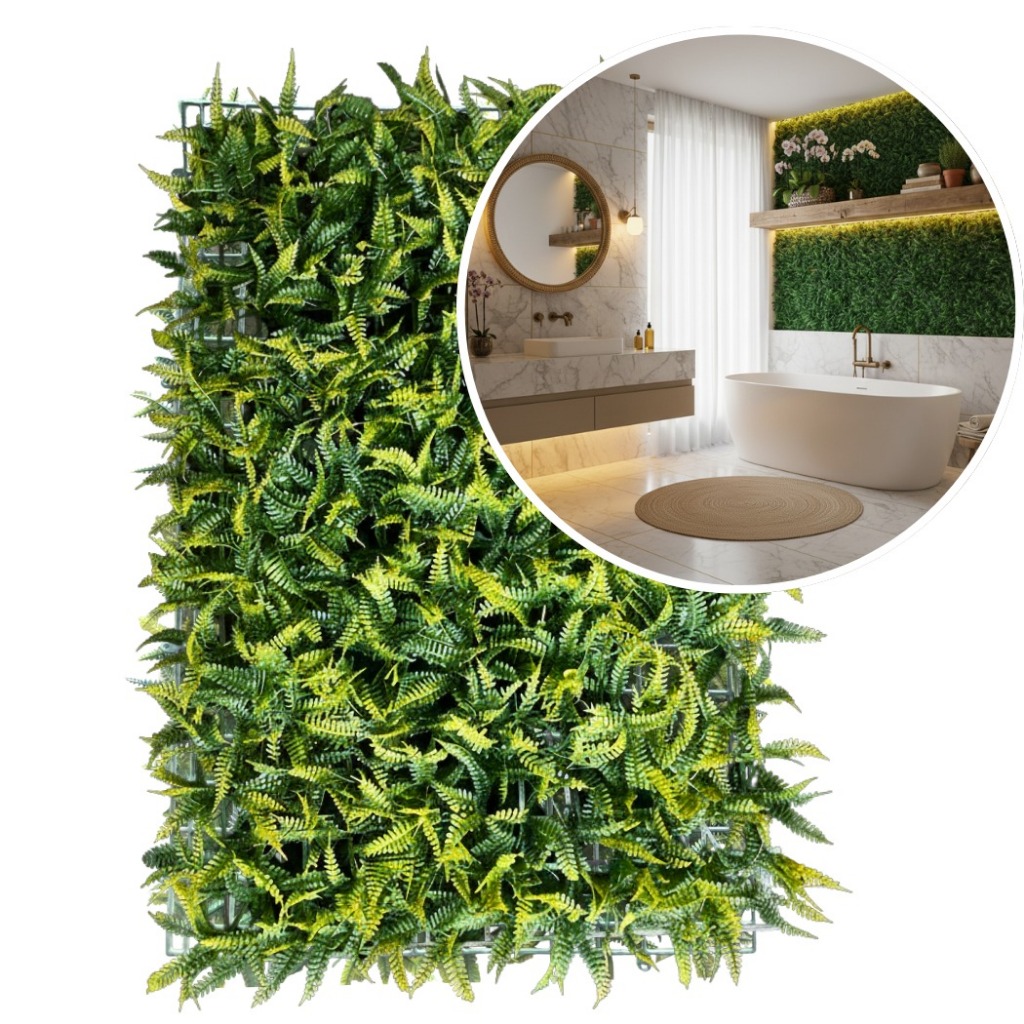 Placa Samambaia Artificial 40x60 Jardim Vertical Muro Inglês Cheia Premium Parede Verde