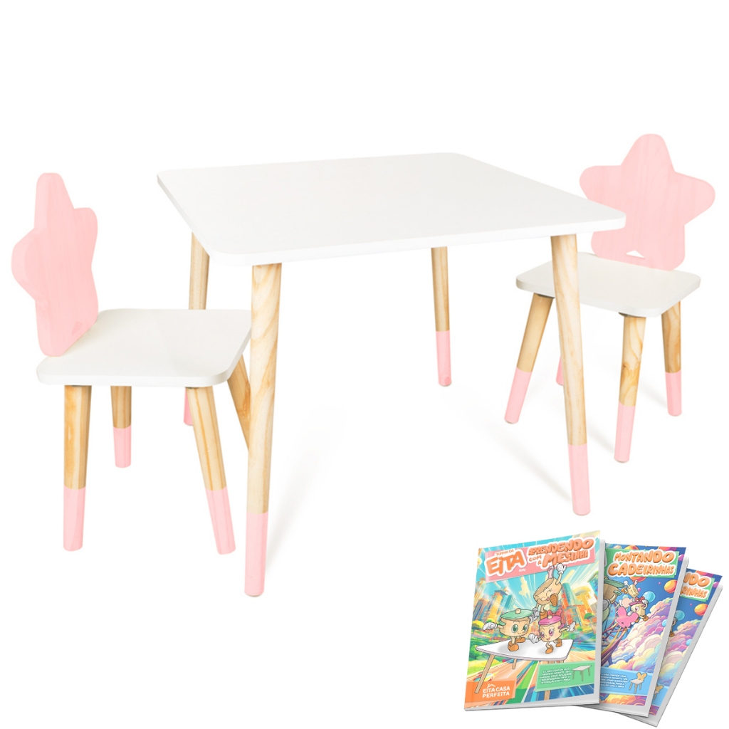 Mesa Didática Infantil Com Cadeiras - Mesinha Educativa de Atividades para Criança Encosto Tema Estrela em Oferta na Shopee