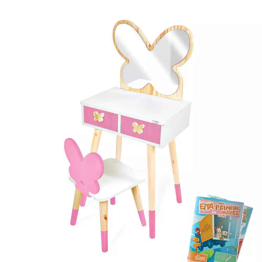 Penteadeira Cadeirinha e Espelho Borboleta em Oferta na Shopee