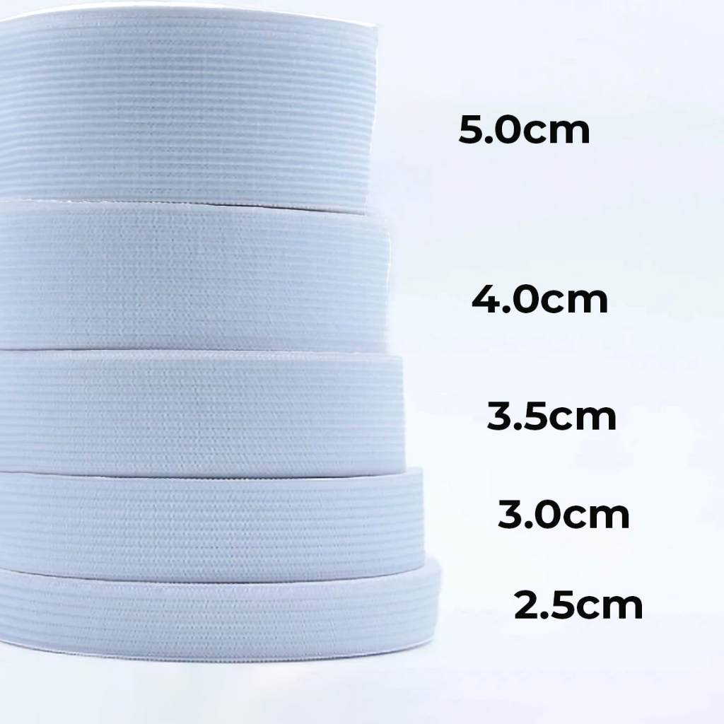 Faixa Elástica Plana Branco 25 Metros Costura 5/3.5/3/2.5cm Roupas Acessórios 1 Rolo