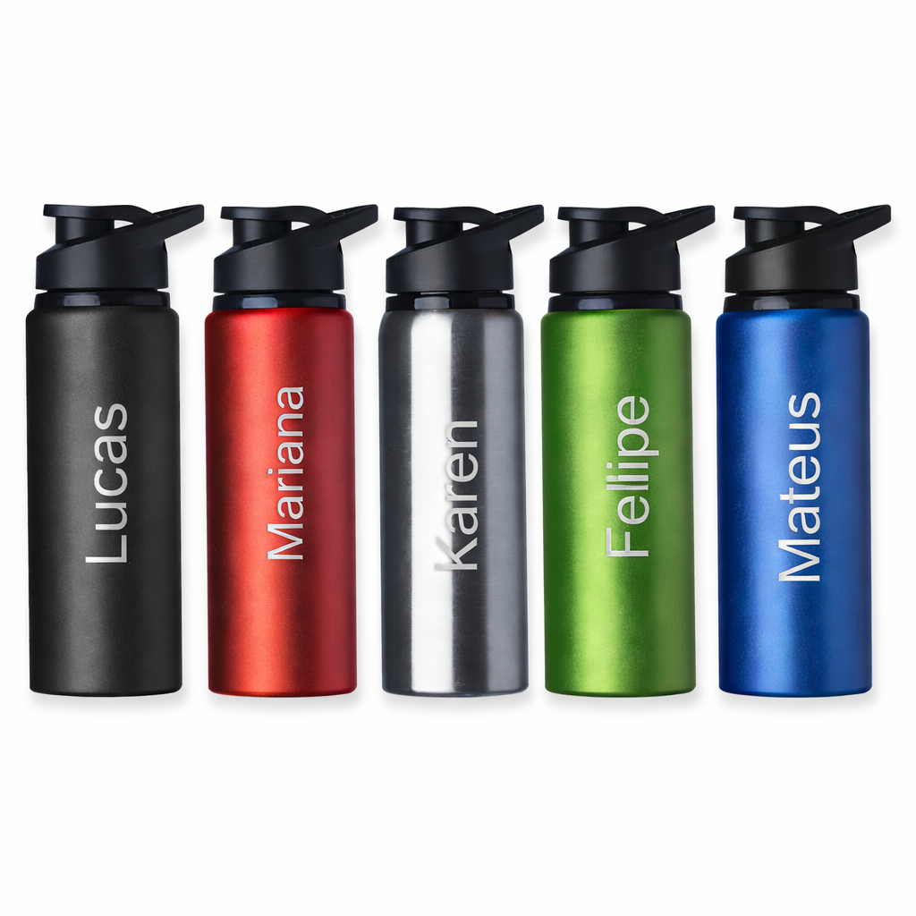 Garrafa de Água Personalizada 600 ml Squeeze de Alumínio Academia e Esporte
