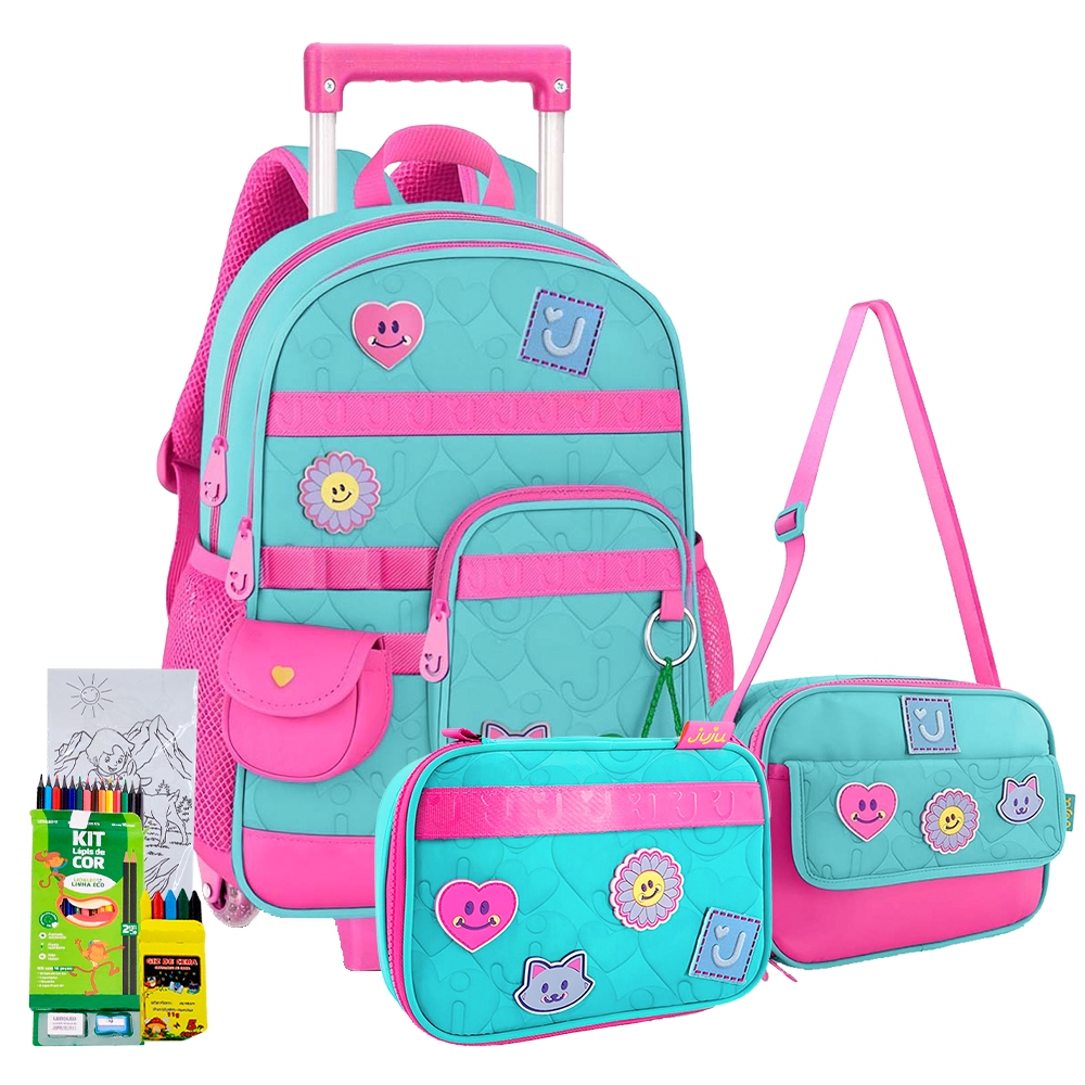 Kit Mochila Carrinho Juju Teófilo Estojo Box Lancheira Térmica em Oferta na Shopee