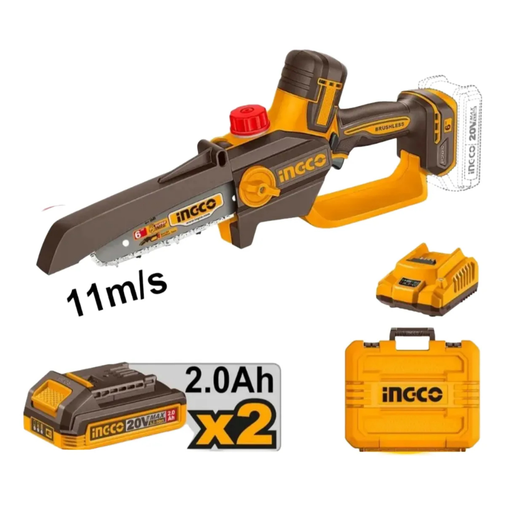 Motosserra Mini INGCO 6'' Polegadas 20V + 2x Baterias 2aH - Cgsli20662-9 - Ingco em Oferta na Shopee
