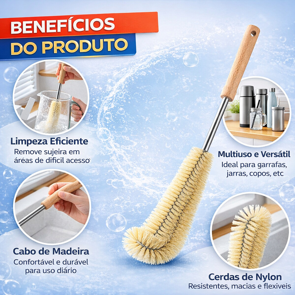 Escova De Limpeza Multiuso De Garrafas De Cabo Longo Cozinha Bebida Copo De Vidro — imagem 2 de 2