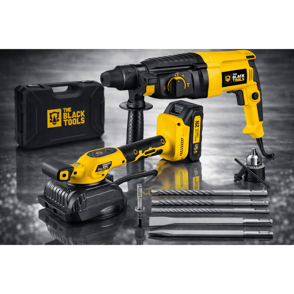 Kit Martelete Perfurador Rompedor 850w + Máquina De Assentar Piso Bateria 21v The Black Tools em Oferta na Shopee