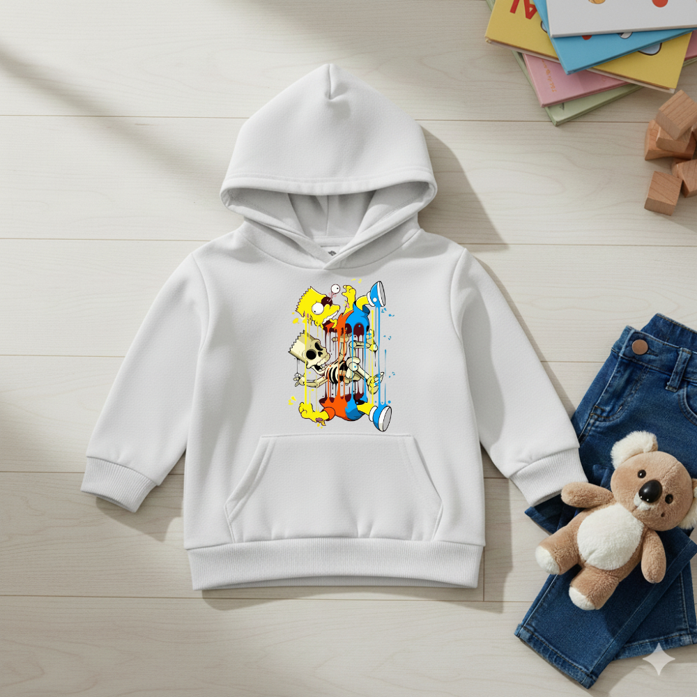 Moletom Canguru Infantil Estampado Bart Moda Algodão Casual Com Bolso Lançamento Premium Unissex