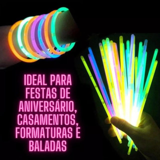 Kit 50/100/200 Pulseira Neon Fluorescente Brilhante Balada Led