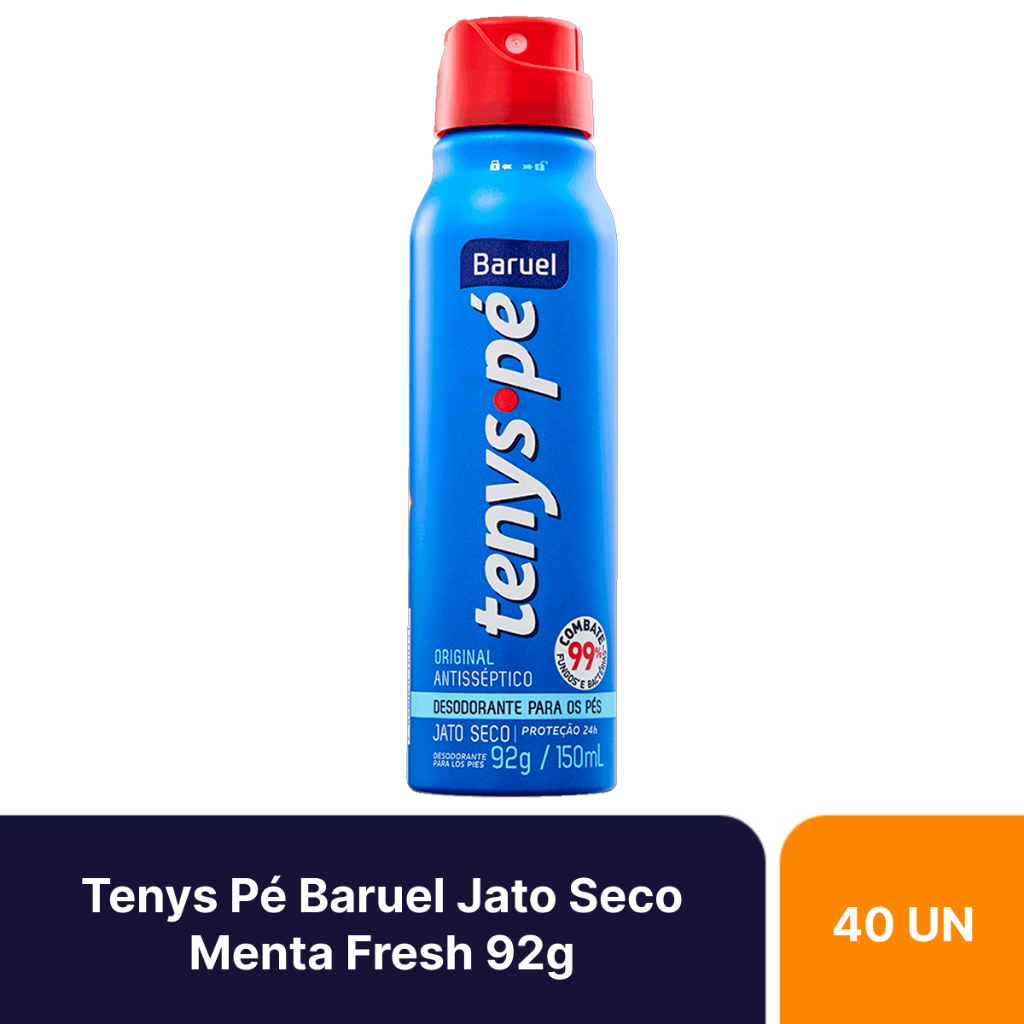 Kit 40 Unidades Tenys Pé Baruel Jato Seco Menta Fresh 92g em Oferta na Shopee
