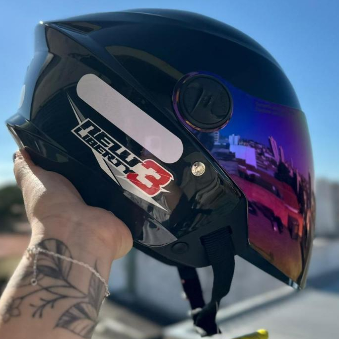 CAPACETE ABERTO PRO TORK BARATO NEW LIBERTY 3 PRETO BRILHANTE OFERTA + VISEIRA CRISTAL E CAMALEÃO em Oferta na Shopee