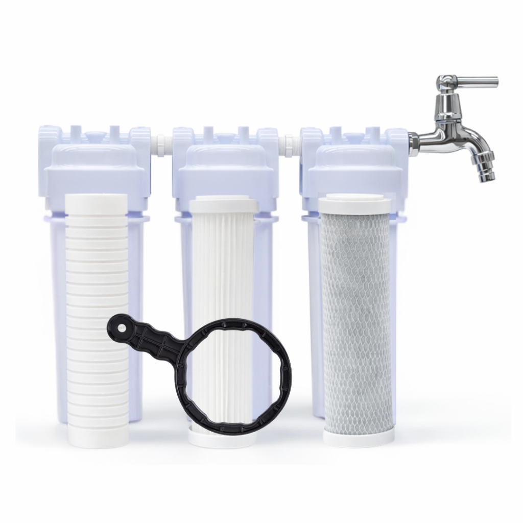 Kit Filtro Cavalete 10 Tripla Filtragem + Torneira