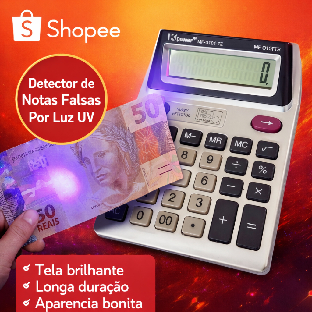 Calculadora De Mesa Escritório Display 12 Dígitos 2 Visores Com Luz Teste De Nota Falsa Loja
