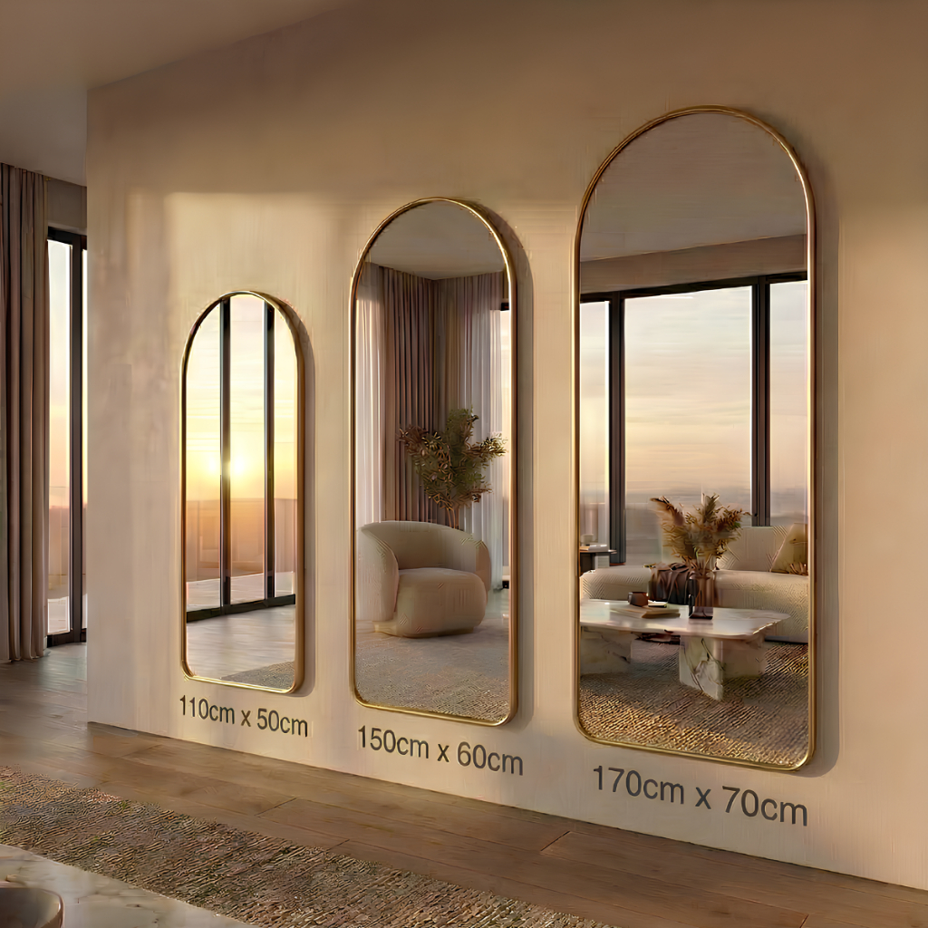 Imagem Espelho Grande 170x70 Arqueado Luxo Moldura Fina Premium