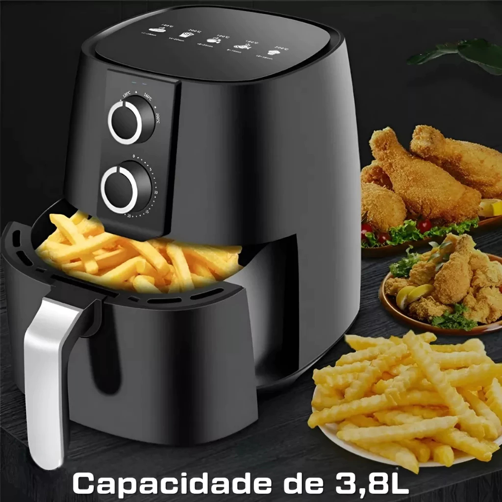 Fritadeira Airfryer Elétrica Com Timer 3,8l Preto 127V ou 220V