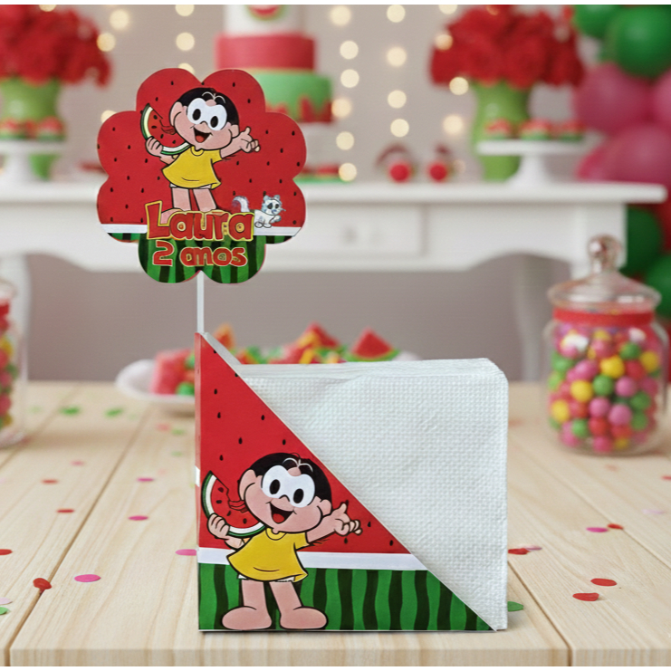 Centro de Mesa Porta Guardanapo Magali Vermelho Personalizado Enfeite Festa Aniversário Chá Infantil em Oferta na Shopee