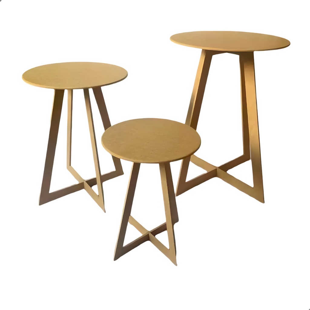 Trio de Mesas Pedestal em MDF – Ideal para Decoração de Festas