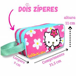 Estojo Escolar Infantil Hello Kitty Dois Compartimentos e Alça em Oferta na Shopee