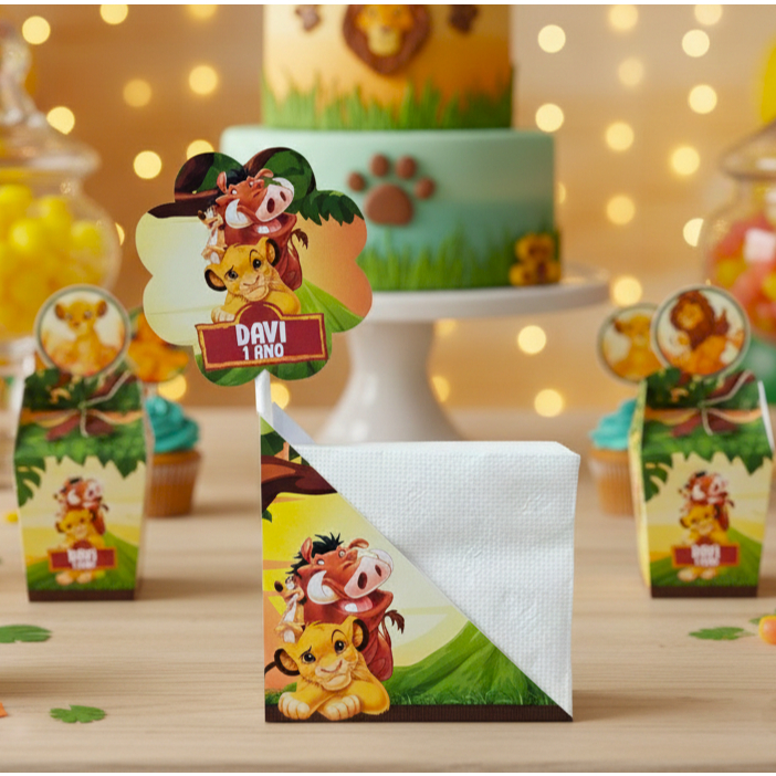 Centro de Mesa Porta Guardanapo Rei Leão Personalizado Enfeite Festa Aniversário Chá Infantil em Oferta na Shopee